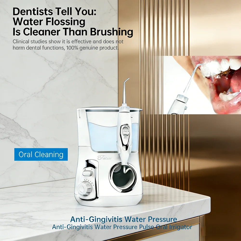 Высокопроизводительный электрический ирригатор для полости рта с резервуаром 800 мл, 10 режимов, 5 сменных насадок, настольный, для всей семьи
Высокопроизводительный электрический ирригатор для полости рта с резервуаром 800 мл, 10 режимов, 5 сменных насадок, настольный, для всей семьи