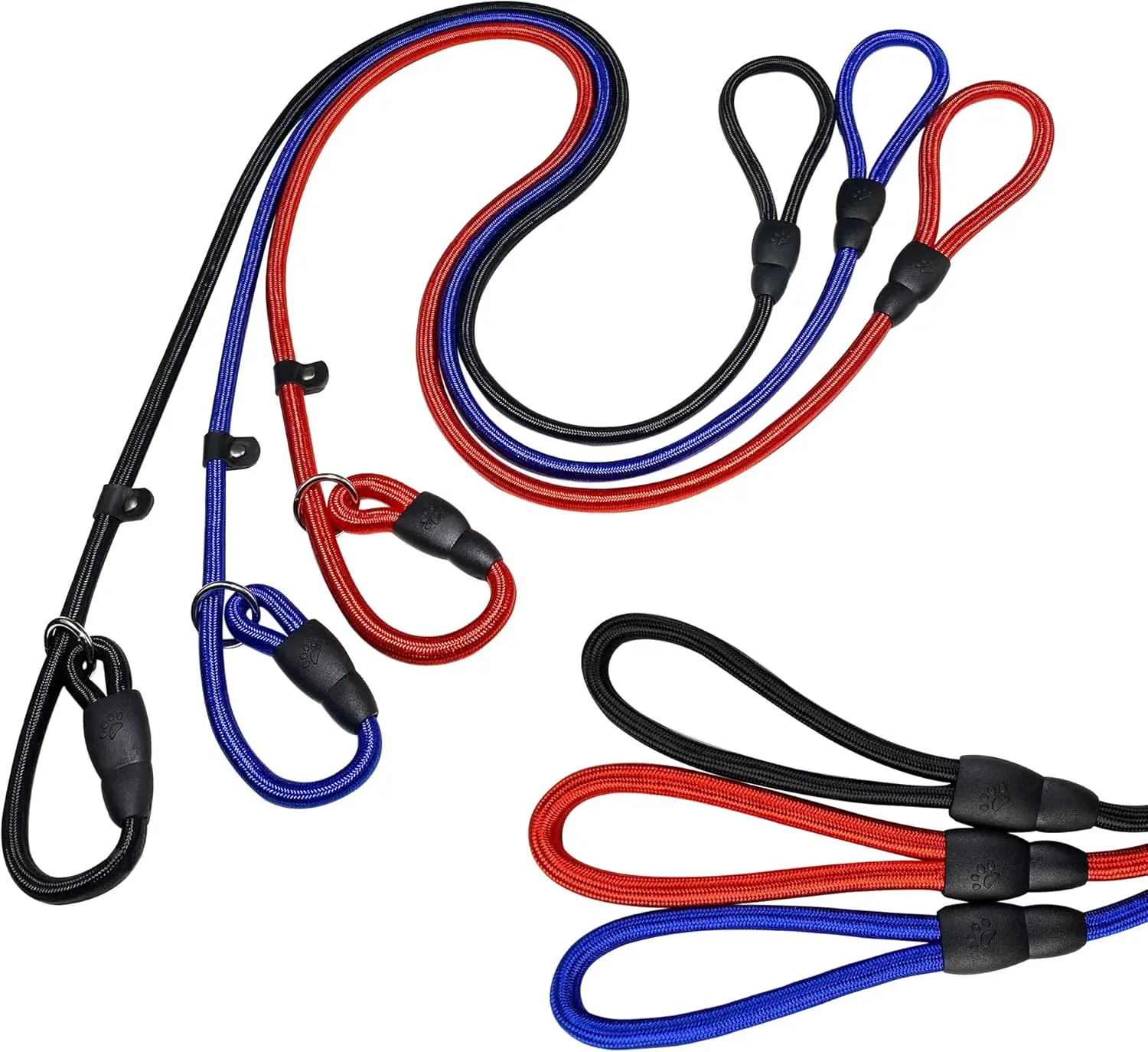 3-Pack Dog Slip Lead, Adjustable Nylon Training Leash, Red/Black/Blue, Eco-Friendly Cotton Lining
3-Pack Dog Slip Lead, Adjustable Nylon Training Leash, Red/Black/Blue, Eco-Friendly Cotton Lining