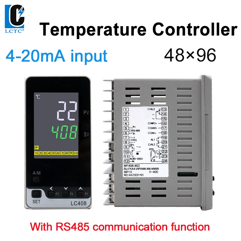 LCTC PID Temperature Controller PID Regulator 4-20mA Analog Input SSR Relay 4-20mA 0-10V Output LCD Digital 48x96mm LC408
LCTC PID Temperature Controller PID Regulator 4-20mA Analog Input SSR Relay 4-20mA 0-10V Output LCD Digital 48x96mm LC408