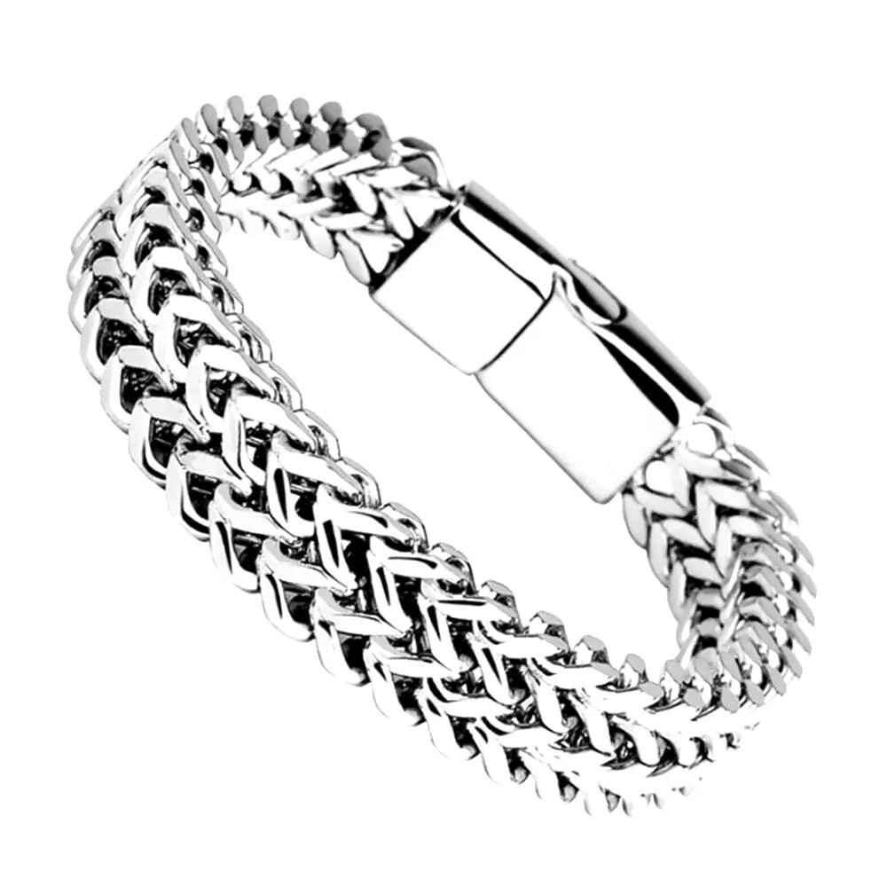 Stainless Steel Braided Double Row Front and Rear Fish Scale Alloy Magnetic Buckle Bracelet with Keel Jewelry New Model
Stainless Steel Braided Double Row Front and Rear Fish Scale Alloy Magnetic Buckle Bracelet with Keel Jewelry New Model