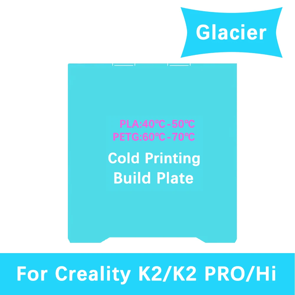 Double Sided Glacier Cold Build Plate For Creality Hi/K2/K2 PRO High Viscosity Printing Plate Textured Steel Sheet