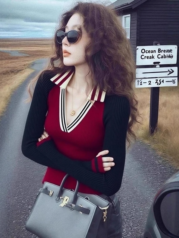 Autumn Winter V-Neck Knitted Sweater Women's Slim Fit Long Sleeve Striped Patchwork Base Shirt Inner Wear Design Sense Color ...
Autumn Winter V-Neck Knitted Sweater Women's Slim Fit Long Sleeve Striped Patchwork Base Shirt Inner Wear Design Sense Color ...