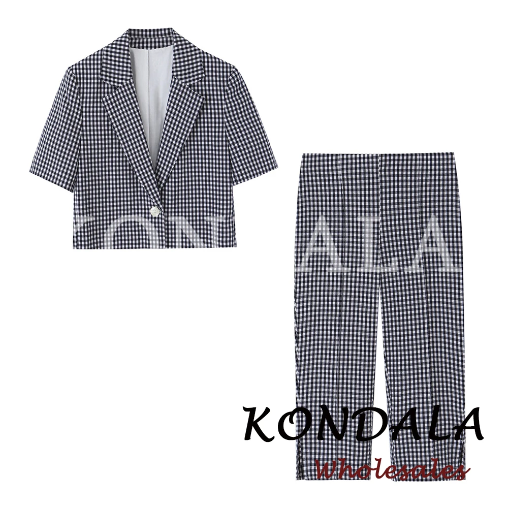 KONDALA Chic Fashion 2026 Casual Women Plaid Suit Summer Buttons Short Blazer+ Zipper Straight Long Pants Female Elegant Suits
KONDALA Chic Fashion 2026 Casual Women Plaid Suit Summer Buttons Short Blazer+ Zipper Straight Long Pants Female Elegant Suits