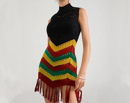 2025 New Women's Contrasting Striped Sexy High Neck Sleeveless Hollow Knitted Dress
2025 New Women's Contrasting Striped Sexy High Neck Sleeveless Hollow Knitted Dress