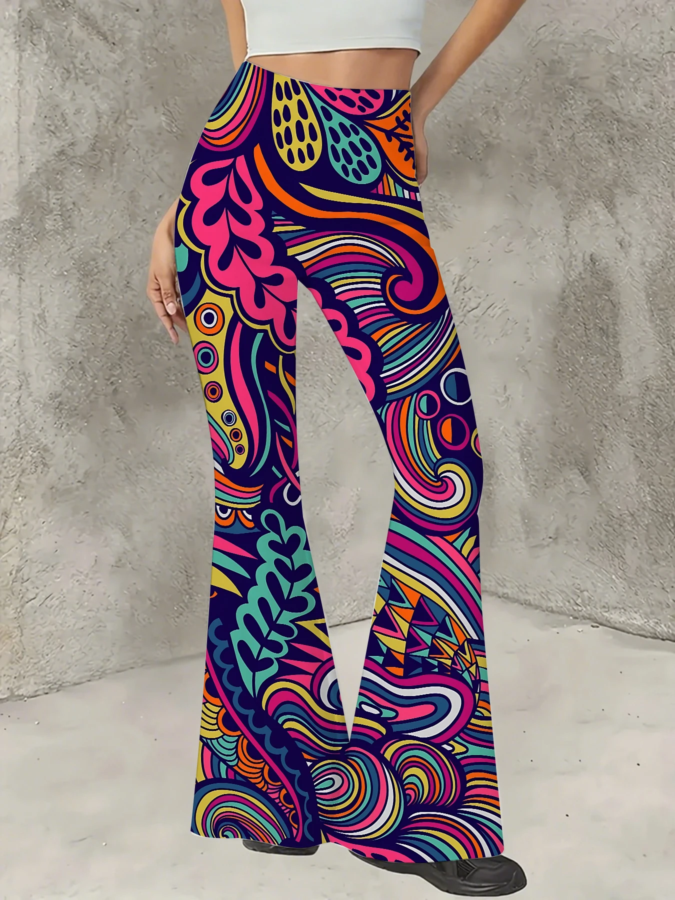 Y2K Graphic Print Flare Pants Women High Waist Knit Bell Bottom Trousers
Y2K Graphic Print Flare Pants Women High Waist Knit Bell Bottom Trousers