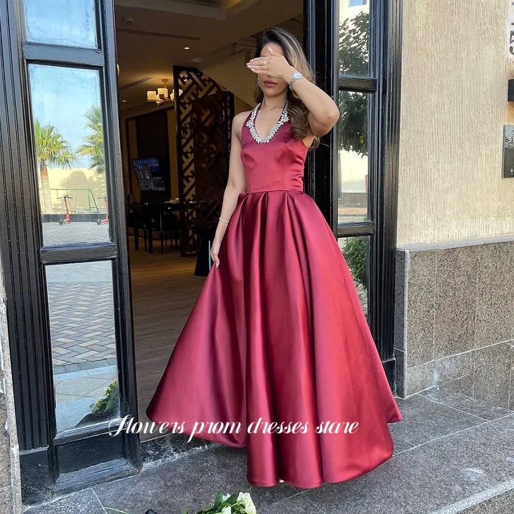 Flowers Prom Halter Satin Evening Dress Beaded Party Dresses for Women Tea Length Long Celebrity Dresses Customized Vestidos
Flowers Prom Halter Satin Evening Dress Beaded Party Dresses for Women Tea Length Long Celebrity Dresses Customized Vestidos