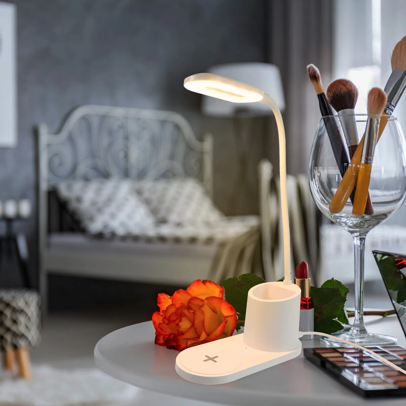 Rechargeable 3-Mode Dimmable LED Desk Lamp with Pen Holder Phone Charger Adjustable Brightness Angle Lightweight Portable
Rechargeable 3-Mode Dimmable LED Desk Lamp with Pen Holder Phone Charger Adjustable Brightness Angle Lightweight Portable