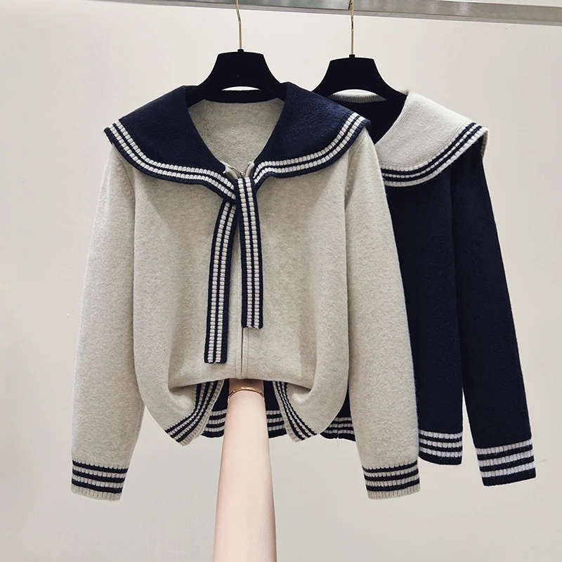 Loose Knitted Navy Collar Sweater Women Soft Cozy Autumn Winter New Style Korean Design Feel Casual Top Quality Fashionable
Loose Knitted Navy Collar Sweater Women Soft Cozy Autumn Winter New Style Korean Design Feel Casual Top Quality Fashionable
