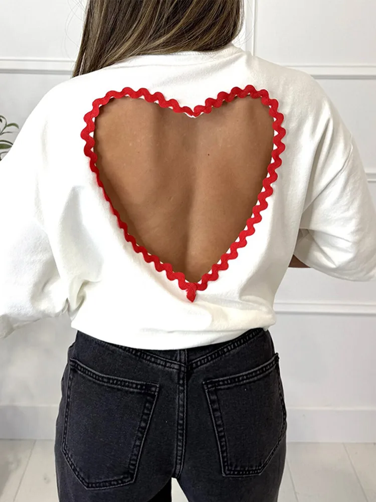 Back Hollow Out Women's T-shirt Daily Casual Round Neck Half Sleeve Loose Pullover Top Lady Summer Street Sport Solid T-shirt
Back Hollow Out Women's T-shirt Daily Casual Round Neck Half Sleeve Loose Pullover Top Lady Summer Street Sport Solid T-shirt