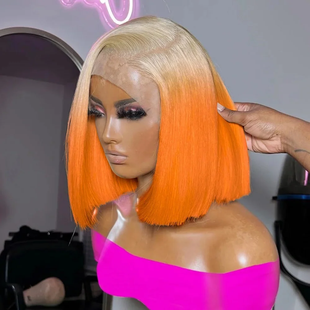 Orange 613 Lace Front Wigs Human Hair Short Bob Wig Remy Brazilian 13x4 Lace Frontal Wig Pre Plucked Straight Human Hair Wigs
Orange 613 Lace Front Wigs Human Hair Short Bob Wig Remy Brazilian 13x4 Lace Frontal Wig Pre Plucked Straight Human Hair Wigs 