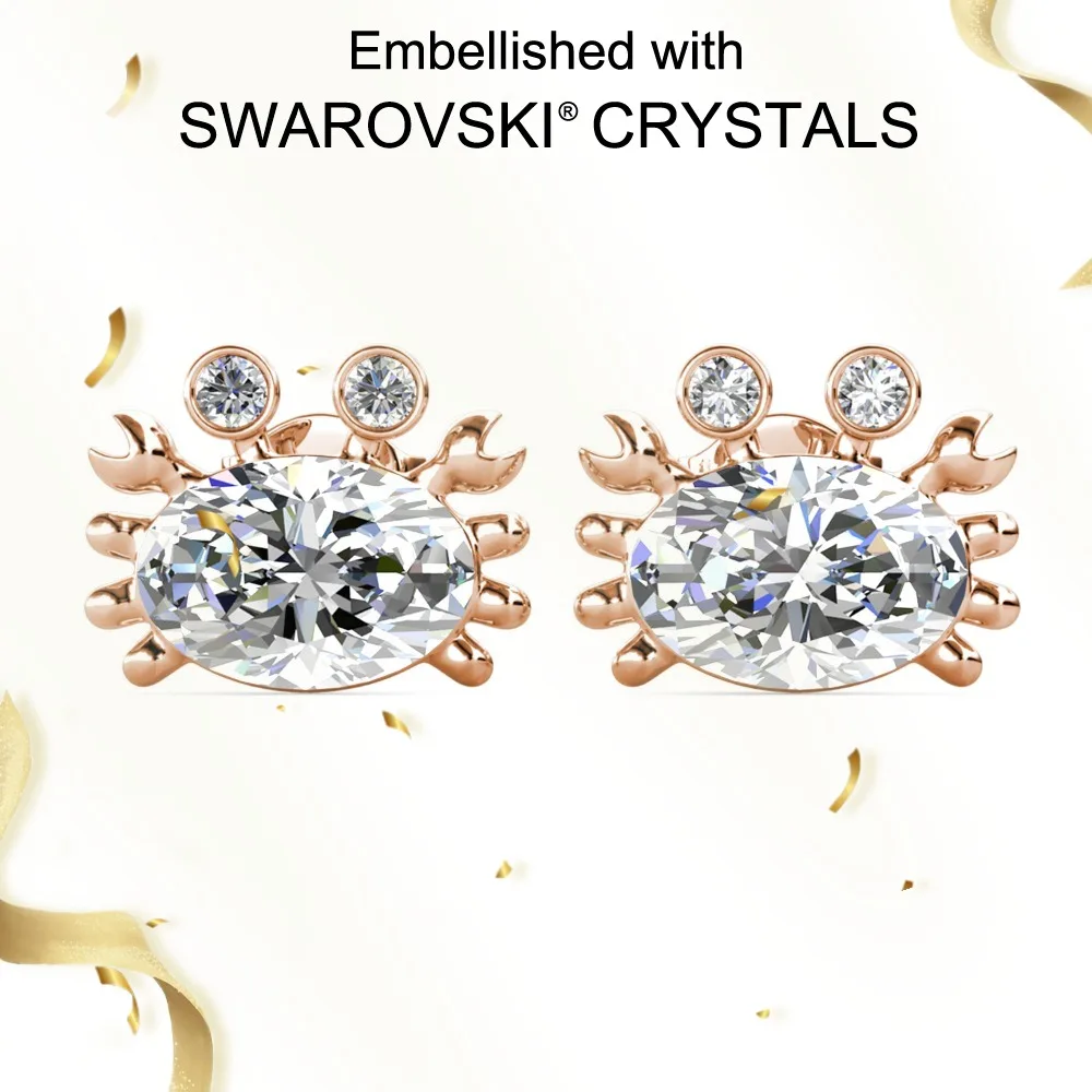 Daisini 925 Sterling Silver Cute Crab Stud Earrings for Women Girl Lovely Party Jewelry Embellished with Swarovski Crystals
Daisini 925 Sterling Silver Cute Crab Stud Earrings for Women Girl Lovely Party Jewelry Embellished with Swarovski Crystals