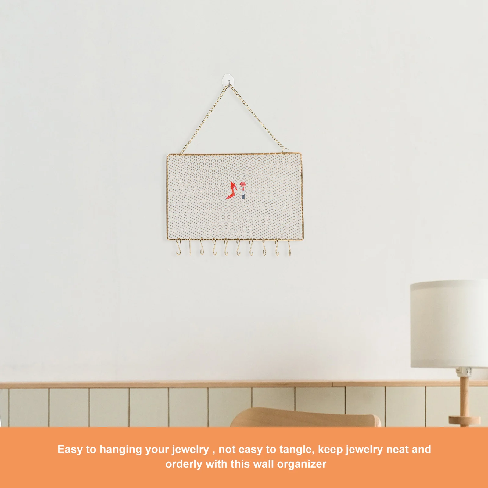 Настенный органайзер для ювелирных изделий, прочная металлическая вешалка для ожерелья, подвесная стойка для ювелирных изделий, подставка для сережек, полка для домашнего хранения
Настенный органайзер для ювелирных изделий, прочная металлическая вешалка для ожерелья, подвесная стойка для ювелирных изделий, подставка для сережек, полка для домашнего хранения
