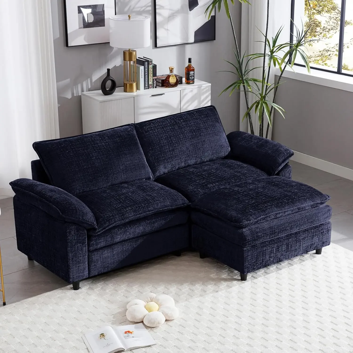 86.6" Sectional Sofa Cloud Couch with Ottoman - Comfy L Shaped Chenille Sofa, 2-Seat Loveseat for Living Room, Bedroom, Office
86.6" Sectional Sofa Cloud Couch with Ottoman - Comfy L Shaped Chenille Sofa, 2-Seat Loveseat for Living Room, Bedroom, Office