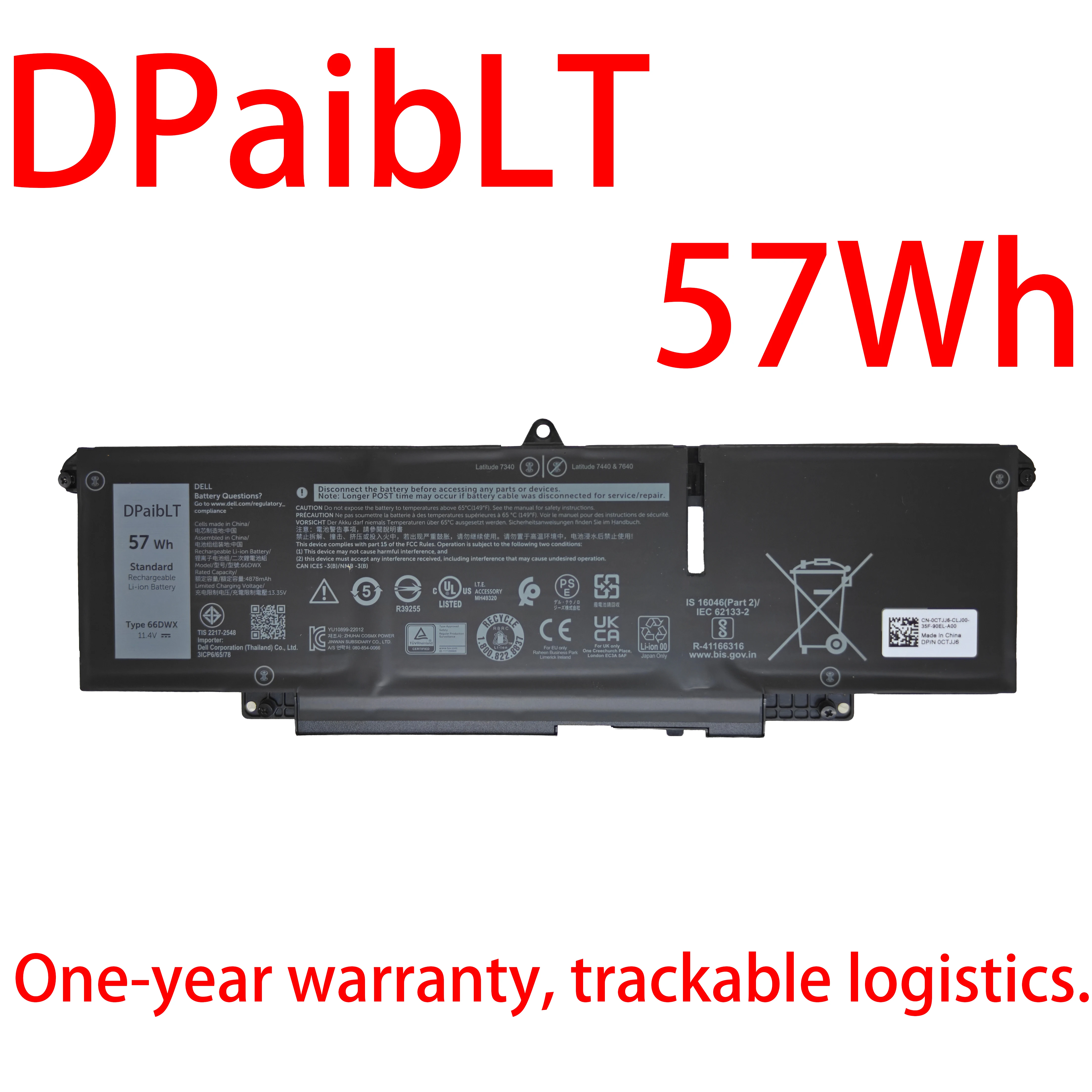 DPaibLT NEW 57Wh 11.4V 4878MAH 66DWX Replacement LAPTOP BATTERY for Latitude 7340 7440 7640 Series WW8N8 047T0
DPaibLT NEW 57Wh 11.4V 4878MAH 66DWX Replacement LAPTOP BATTERY for Latitude 7340 7440 7640 Series WW8N8 047T0