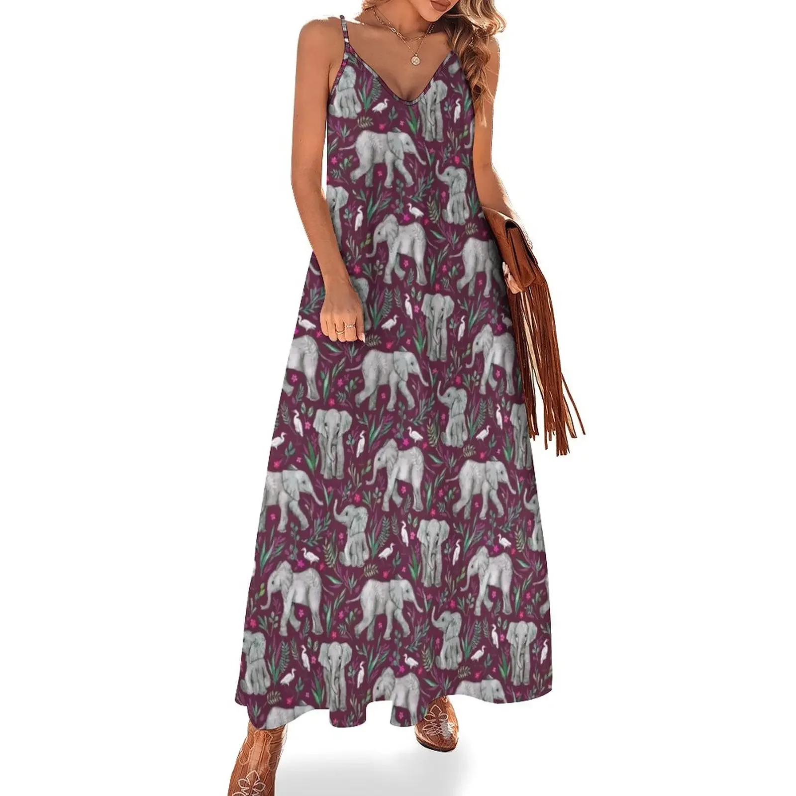 Baby Elephants and Egrets in Watercolor - burgundy red Sleeveless Dress dress women elegant luxury long dress women summer
Baby Elephants and Egrets in Watercolor - burgundy red Sleeveless Dress dress women elegant luxury long dress women summer