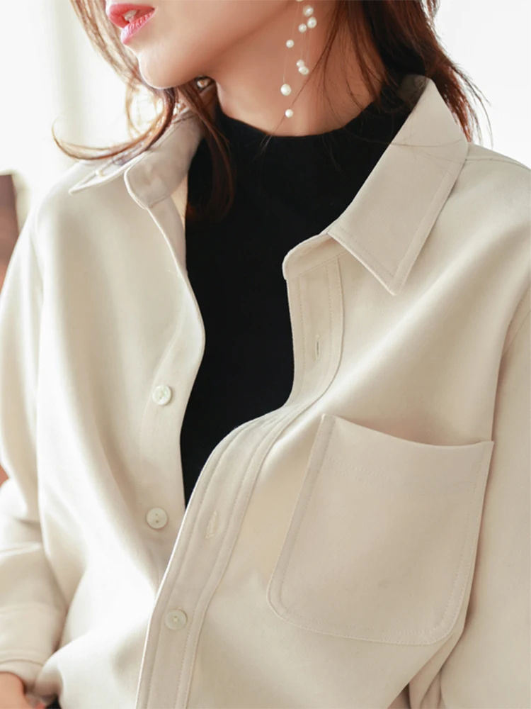 Женская повседневная флисовая рубашка для ранней весны, базовый слой для ношения под одеждой, с воротником, длинными рукавами, прямого кроя, в корейском стиле, для офиса
Женская повседневная флисовая рубашка для ранней весны, базовый слой для ношения под одеждой, с воротником, длинными рукавами, прямого кроя, в корейском стиле, для офиса