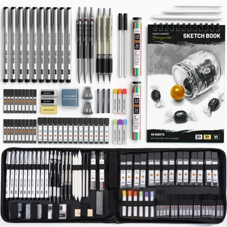 Набор для рисования PCS Advanced Art Supplies: ручки-линеры, механические карандаши, скетчбук на 3 цвета, угольные карандаши, пастели для скетчинга
Набор для рисования PCS Advanced Art Supplies: ручки-линеры, механические карандаши, скетчбук на 3 цвета, угольные карандаши, пастели для скетчинга