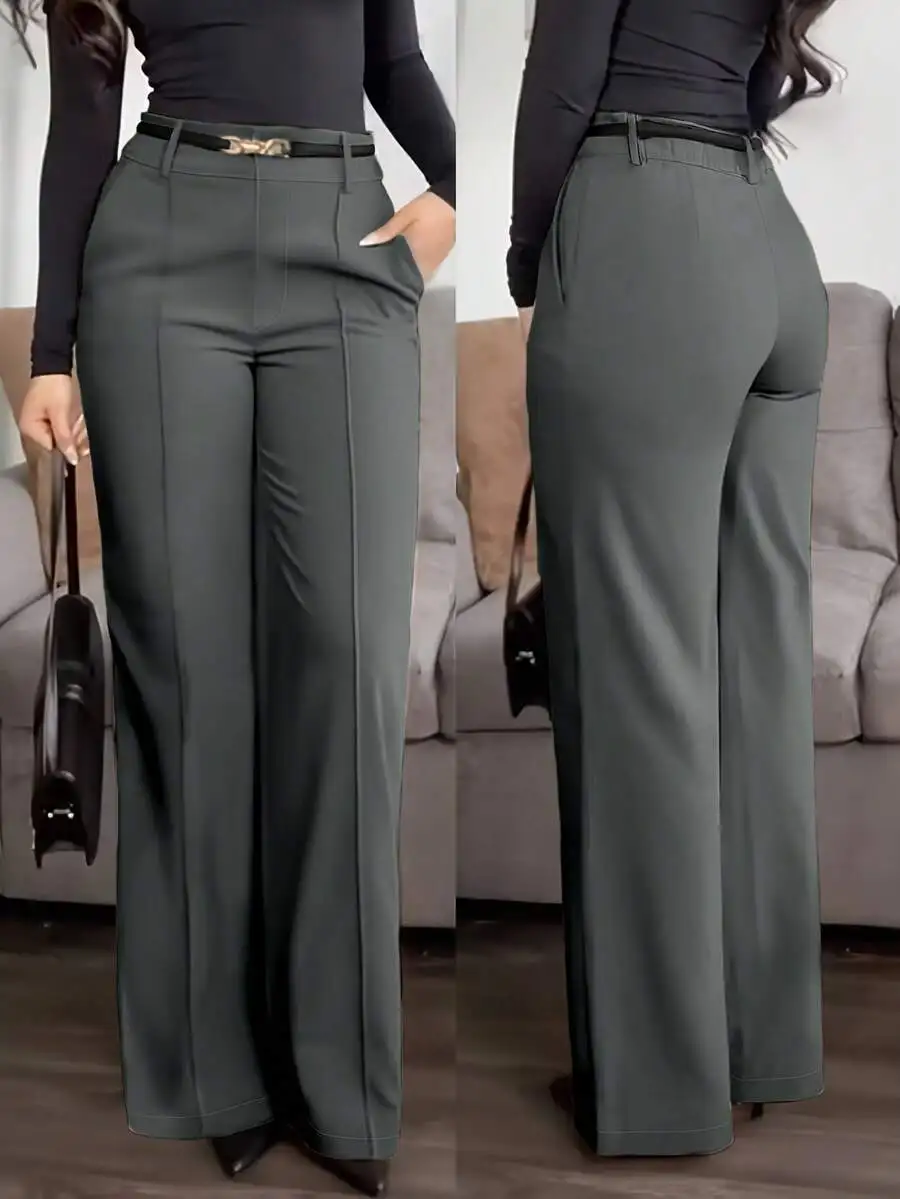 Широкие брюки с высокой талией, передними карманами и молнией
Широкие брюки с высокой талией, передними карманами и молнией