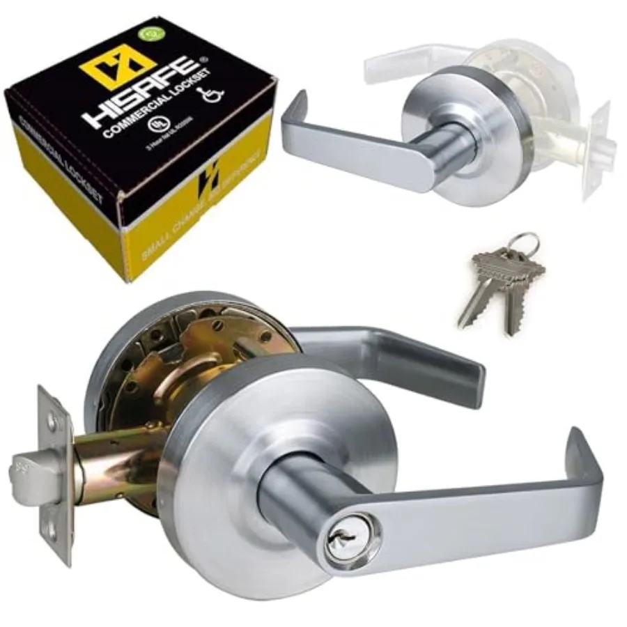 Door Handle Heavy Duty Grade 2 Commercial Door Locks, Non-Handed, UL 3 Hour Fire Rated, ADA Compliant, Satin Chrome Finish 26D,
Door Handle Heavy Duty Grade 2 Commercial Door Locks, Non-Handed, UL 3 Hour Fire Rated, ADA Compliant, Satin Chrome Finish 26D,
