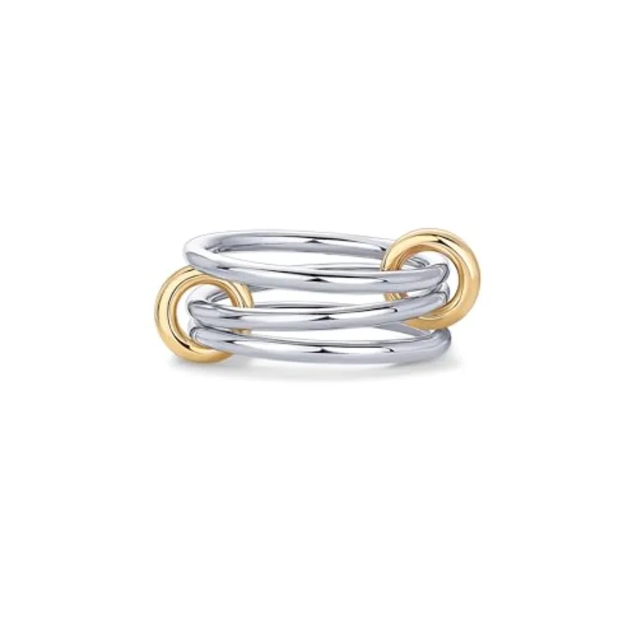 14K Gold Plated Interlocked Stackable Rings for Women - Statement Mixed Metals Multi Ring Stack - Cubic Zirconia Connected Band
14K Gold Plated Interlocked Stackable Rings for Women - Statement Mixed Metals Multi Ring Stack - Cubic Zirconia Connected Band