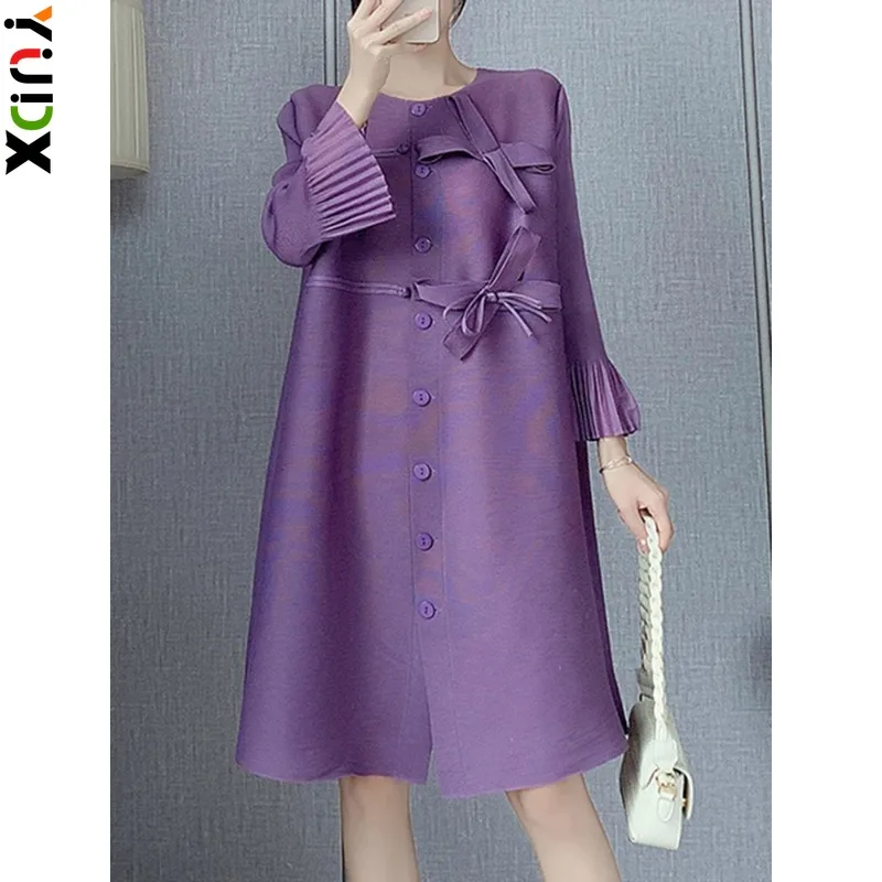 YUDX Elegant Simple Loose Pleated Dress For Women O-neck Flare Sleeve Bow Single Breasted Dresses Female Autumn 2023 New
YUDX Elegant Simple Loose Pleated Dress For Women O-neck Flare Sleeve Bow Single Breasted Dresses Female Autumn 2023 New
