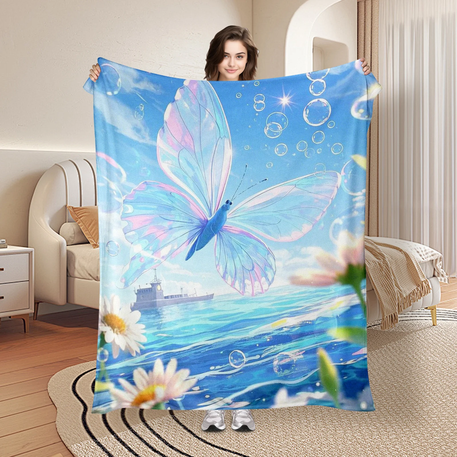 Blue Sea Butterfly Ocean Flower Blanket For Whimsical Marine Themes And Playful Nature Vibes In Home Decor Design Style
Blue Sea Butterfly Ocean Flower Blanket For Whimsical Marine Themes And Playful Nature Vibes In Home Decor Design Style