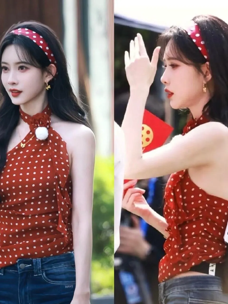 Red Polka Dot Vintage Neck Hanging Vest Women's Summer Outdoor Wear Slimming Sleeveless Top Breathable round Neck Design
Red Polka Dot Vintage Neck Hanging Vest Women's Summer Outdoor Wear Slimming Sleeveless Top Breathable round Neck Design