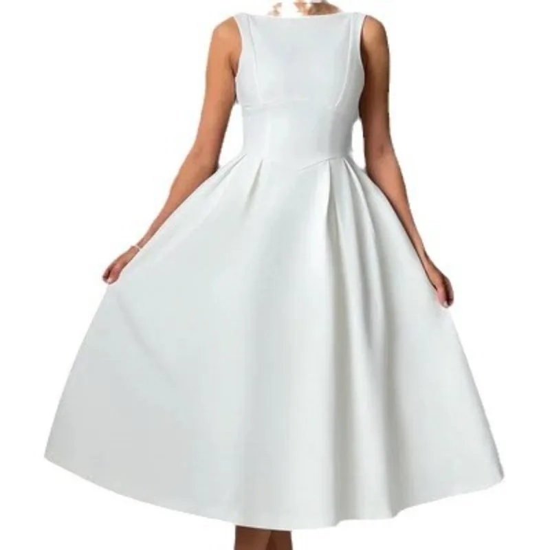 New Ladies' Round-Neck Tank Top With Puffed Dresses Simple Casual Birthday Party Dress Elegant Sleeveless A-Line Midi Dress
New Ladies' Round-Neck Tank Top With Puffed Dresses Simple Casual Birthday Party Dress Elegant Sleeveless A-Line Midi Dress