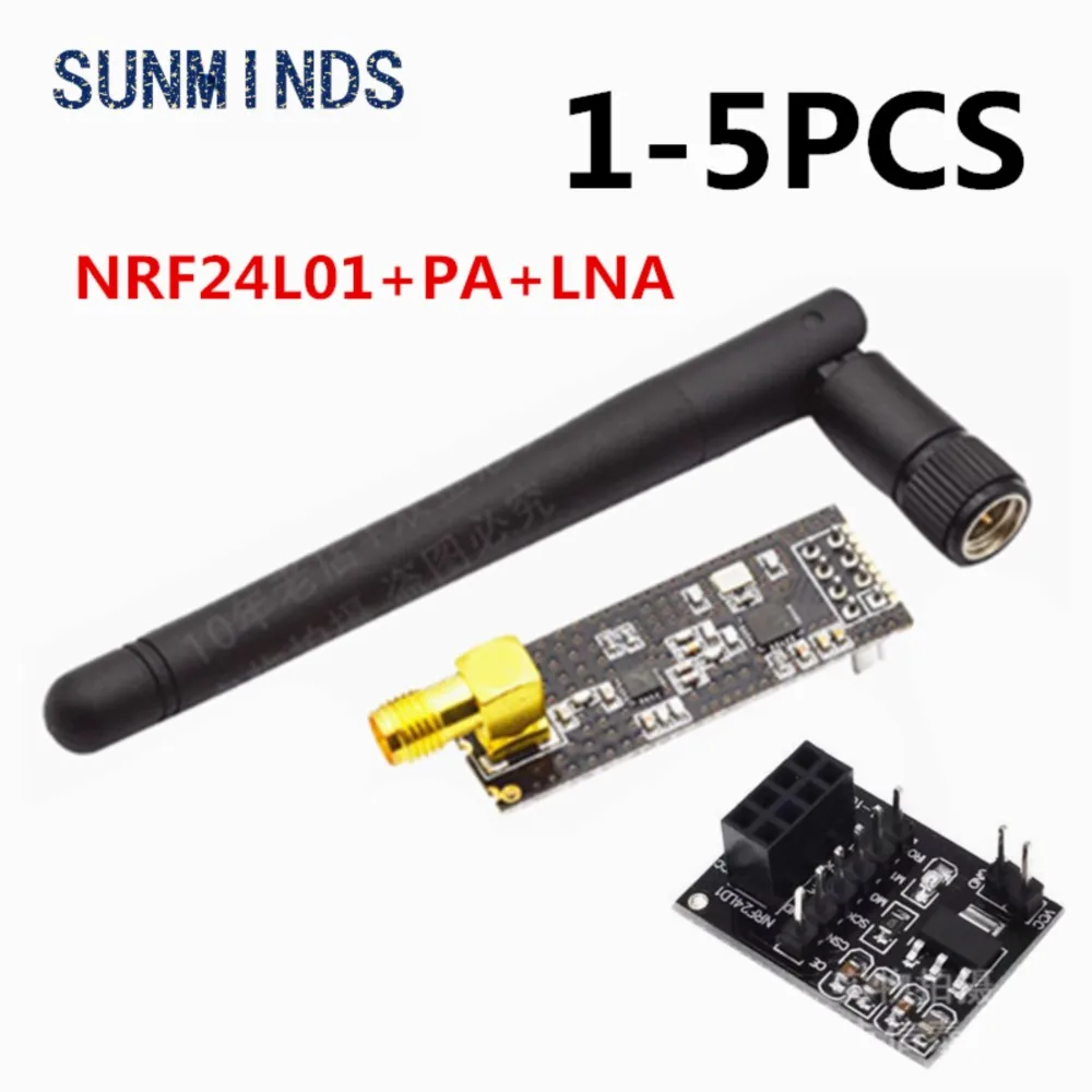 NRF24L01 PA LNA Wireless Transceiver RF Transceiver Module 2.4G 1100m with Antenna and NRF24L01+ Breakout Adapter with 3.3V
NRF24L01 PA LNA Wireless Transceiver RF Transceiver Module 2.4G 1100m with Antenna and NRF24L01+ Breakout Adapter with 3.3V