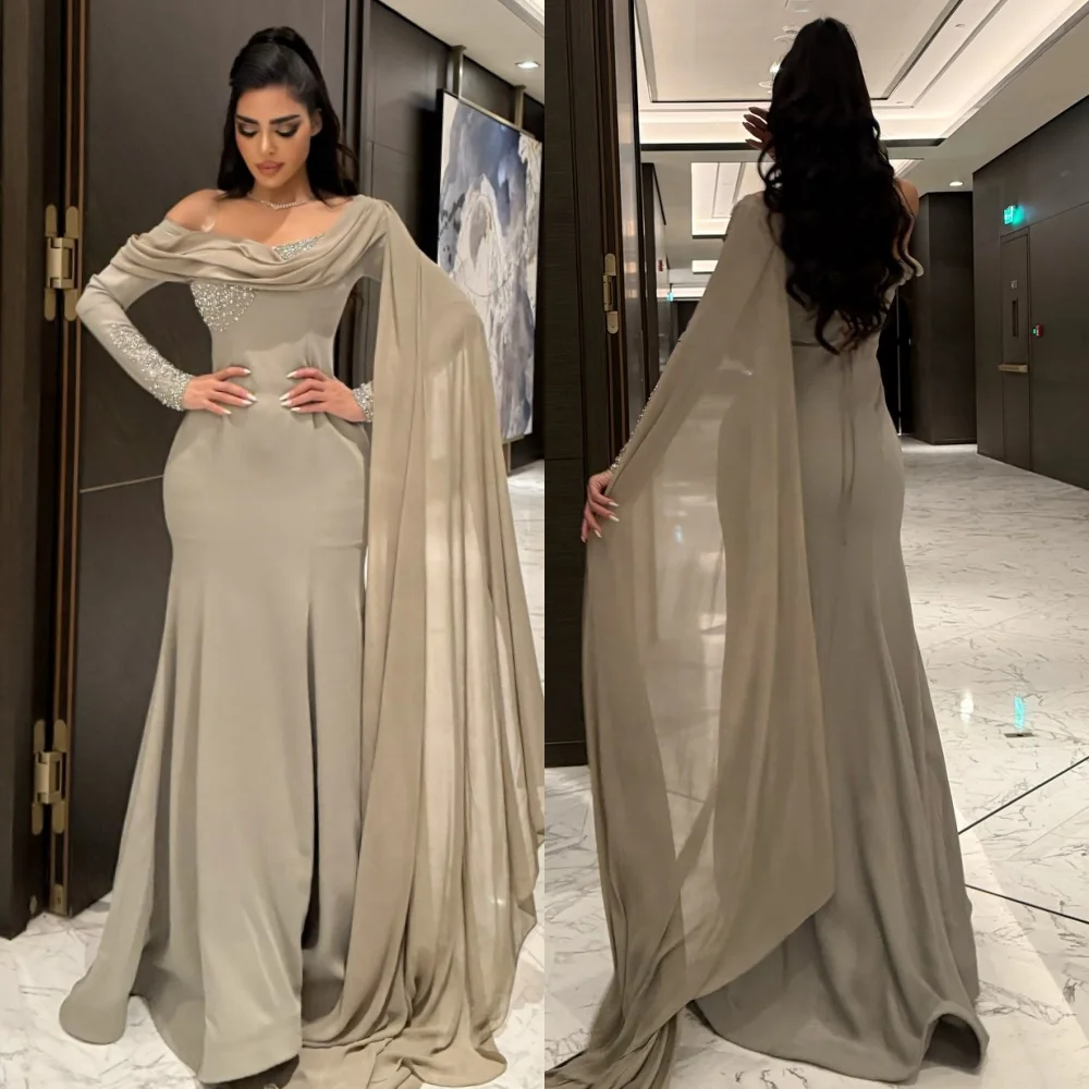 Customized Modern Style Elegant Chiffon Beading Sequined Draped Mermaid Off-the-shoulder Long Dresses Bespoke Occasion Dresses
Customized Modern Style Elegant Chiffon Beading Sequined Draped Mermaid Off-the-shoulder Long Dresses Bespoke Occasion Dresses
