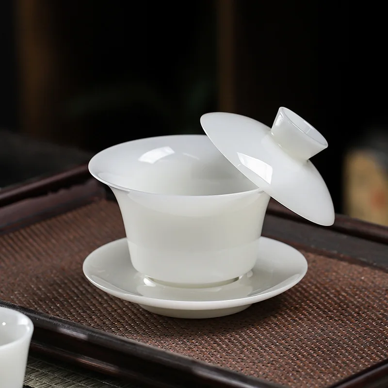 Pure Jade White Porcelain Tea Bowl Ceramic Sheep Fat Jade Three Talents Lid Bowl Tea Set Gaiwan
Pure Jade White Porcelain Tea Bowl Ceramic Sheep Fat Jade Three Talents Lid Bowl Tea Set Gaiwan