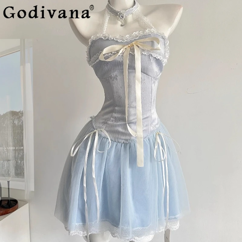 Spring Summer Princess Dress Women's Pure Desire Sweet Halter Lolita Dress Female Lace Patchwork Bowknot Design Dress
Spring Summer Princess Dress Women's Pure Desire Sweet Halter Lolita Dress Female Lace Patchwork Bowknot Design Dress