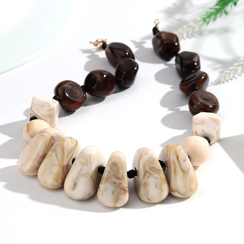 Statement Marbling Resin Geometric Beads Necklace for Women New Trendy Irregular Handmade Knotted Choker Retro Jewelry Gift
Statement Marbling Resin Geometric Beads Necklace for Women New Trendy Irregular Handmade Knotted Choker Retro Jewelry Gift