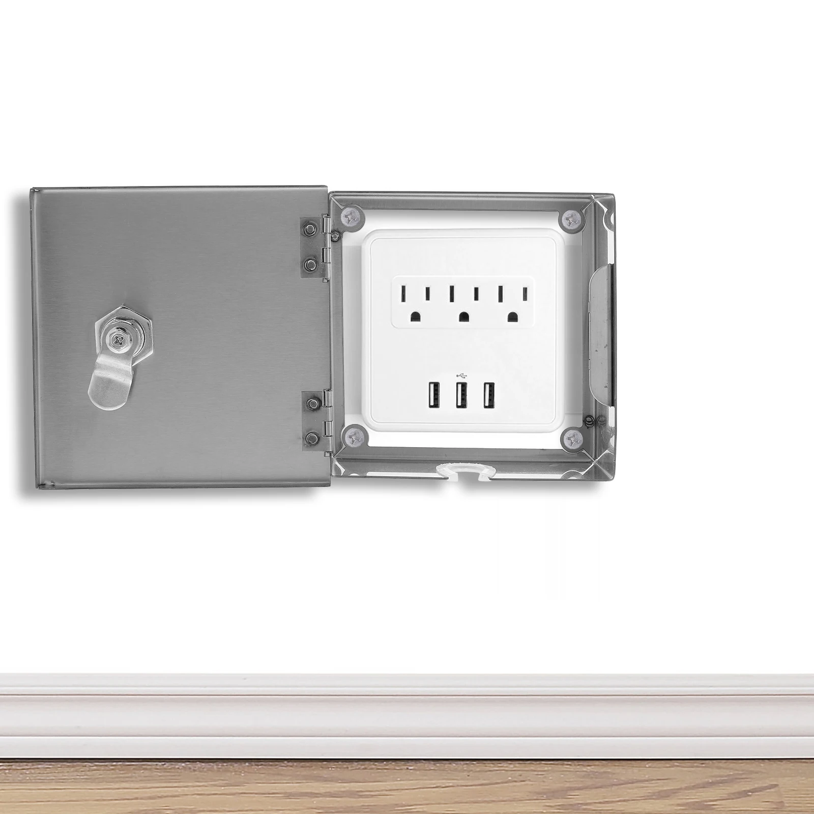 Stainless Steel Socket Anti theft Box Outlet Cover Silver Protective Electrical Child Safety Splashproof Design Electric
Stainless Steel Socket Anti theft Box Outlet Cover Silver Protective Electrical Child Safety Splashproof Design Electric
