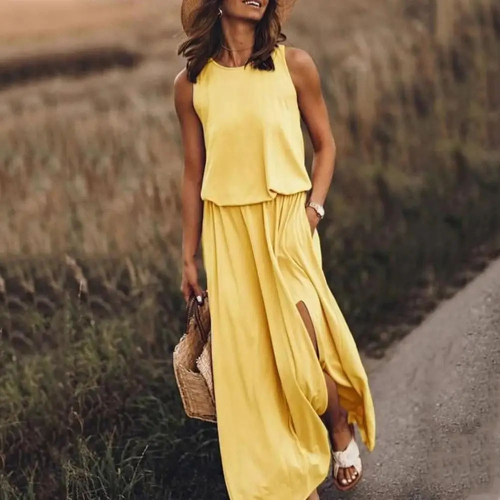 Women Casual Maxi Dress Long Dress Solid Color Sleeveless Round Neck Breathable Decorative Polyester Summer Sundress for Girl
Women Casual Maxi Dress Long Dress Solid Color Sleeveless Round Neck Breathable Decorative Polyester Summer Sundress for Girl
