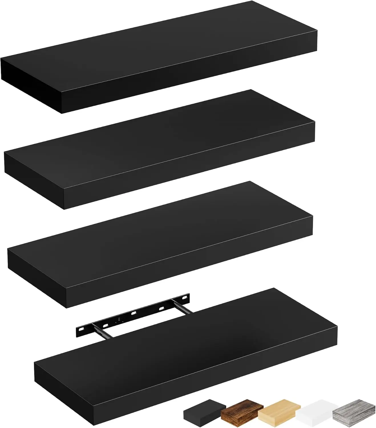 Floating Shelves for Wall, Black Engineered Wood Wall Shelf Set of 4, 16" Walls Mounted Floating Shelf for Kitchen, Liv
Floating Shelves for Wall, Black Engineered Wood Wall Shelf Set of 4, 16" Walls Mounted Floating Shelf for Kitchen, Liv