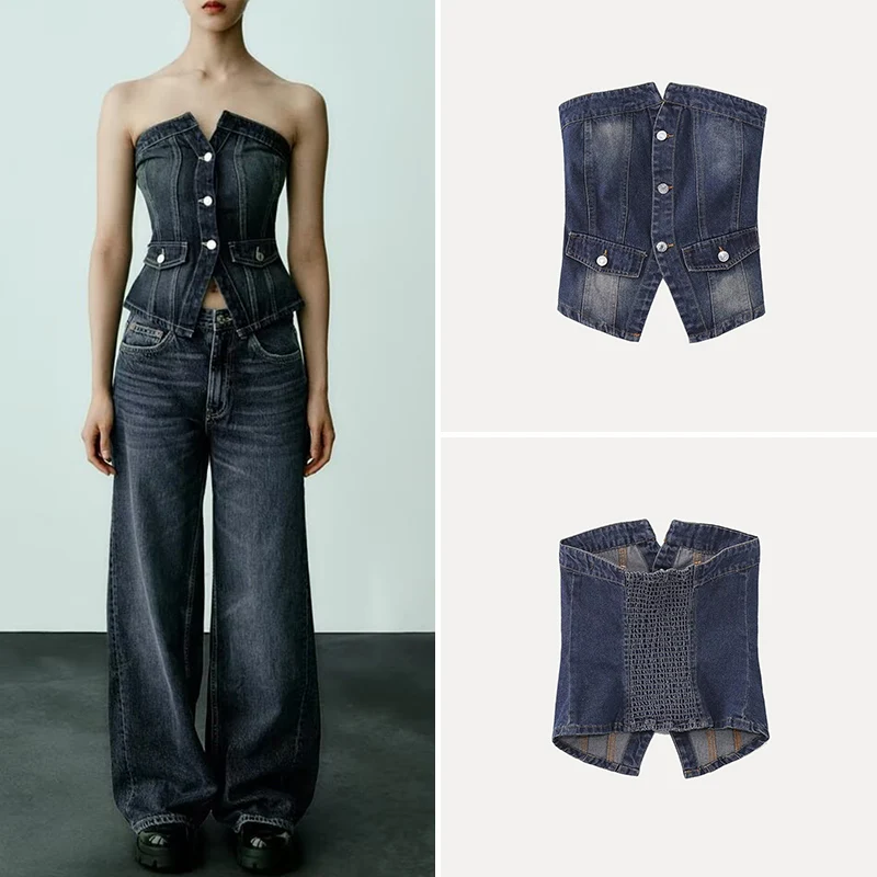 Women's Fashionable Short Denim Tube Top Summer 2026 New Arrival Slim Fit Versatile Color Design Chinese Made
Women's Fashionable Short Denim Tube Top Summer 2026 New Arrival Slim Fit Versatile Color Design Chinese Made