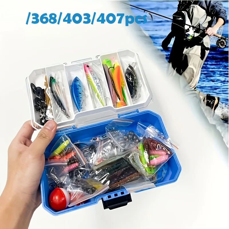 368/403/407pcs Fishing Lures Tackle Box Kit, Complete Starter Set Includes: Spinnerbaits, Crankbaits, Jig Heads, Sinkers, Hooks & Convenient Handy Case Fishing Gear for Anglers Men, Christmas Birthday Gifts for Men
368/403/407pcs Fishing Lures Tackle Box Kit, Complete Starter Set Includes: Spinnerbaits, Crankbaits, Jig Heads, Sinkers, Hooks & Convenient Handy Case Fishing Gear for Anglers Men, Christmas Birthday Gifts for Men