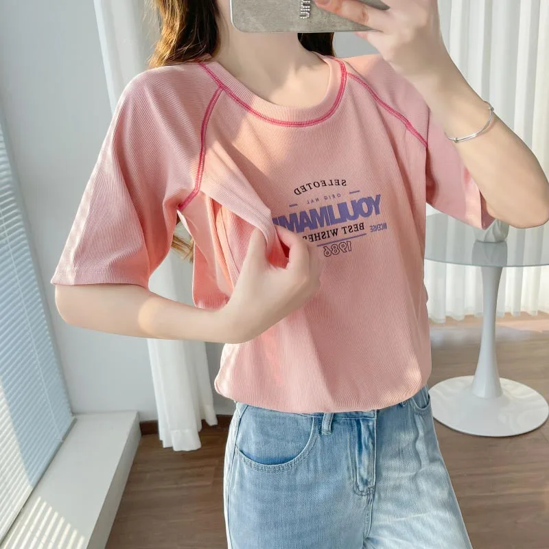 Maternity Short Sleeve Tee Breastfeeding Clothes Nursing Wear T Shirt Cotton Feeding Tops Summer Regular-Print Nursing Top
Maternity Short Sleeve Tee Breastfeeding Clothes Nursing Wear T Shirt Cotton Feeding Tops Summer Regular-Print Nursing Top
