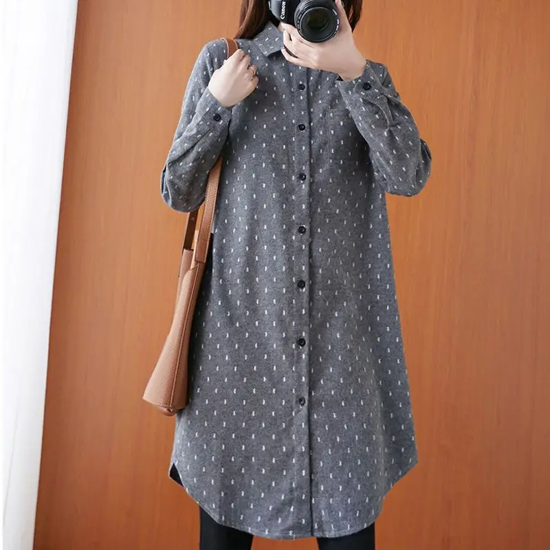 Spring Summer Women's Shirt Oversize Elegant Blouses for Women Long Sleeve Small Dot Printed Shirts Mid-length Chic Coat A680
Spring Summer Women's Shirt Oversize Elegant Blouses for Women Long Sleeve Small Dot Printed Shirts Mid-length Chic Coat A680