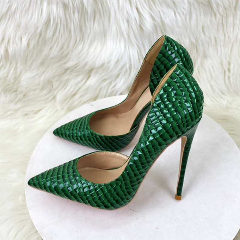 Green Python Pattern Leather Pointed Toe Pumps 12cm 10cm 8cm Slip On Side Cutouts Female Celebrating Shoes Big Size 45
Green Python Pattern Leather Pointed Toe Pumps 12cm 10cm 8cm Slip On Side Cutouts Female Celebrating Shoes Big Size 45