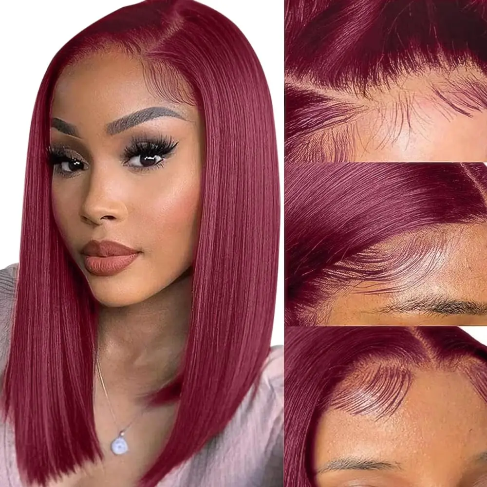 99J Short Bob Wig Human Hair Dark Red Burgundy Color bob for Women Pre Plucked with Baby Hair Human Hair Wig 10-18inchh
99J Short Bob Wig Human Hair Dark Red Burgundy Color bob for Women Pre Plucked with Baby Hair Human Hair Wig 10-18inchh