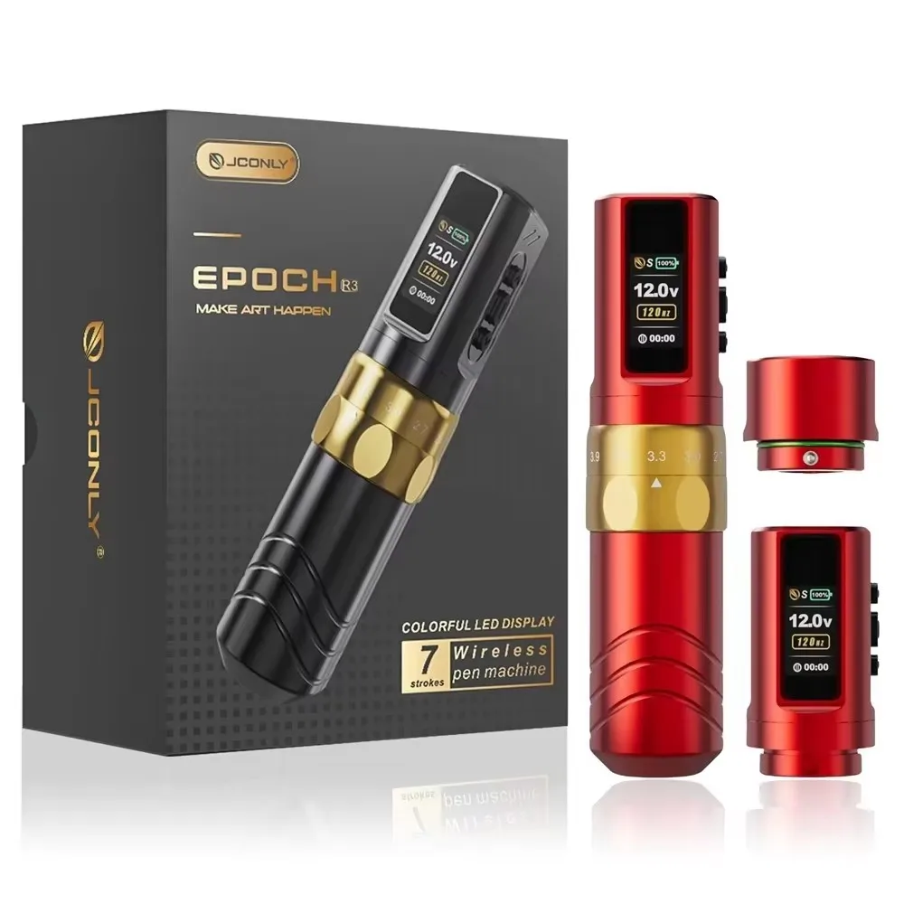 JCONLY EPOCH Wireless Tattoo Pen Machine 7 Stroke Adjustable Rechargeable High Capacity Battery for Body Art Tattoo Artists
JCONLY EPOCH Wireless Tattoo Pen Machine 7 Stroke Adjustable Rechargeable High Capacity Battery for Body Art Tattoo Artists
