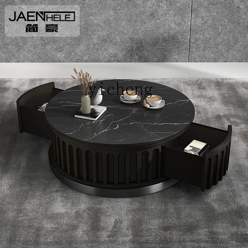 GZ round coffee table light luxury modern living room home solid wood tea table black rock slab table
GZ round coffee table light luxury modern living room home solid wood tea table black rock slab table