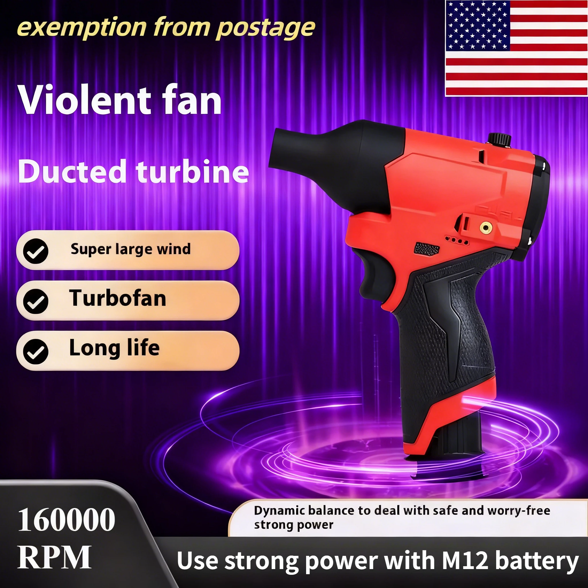 Brushless Jet Blower for Milwaukee 12V Battery 160000RPM Control Violent Turbo Fan Electric Air Duster (No Battery)
Brushless Jet Blower for Milwaukee 12V Battery 160000RPM Control Violent Turbo Fan Electric Air Duster (No Battery)