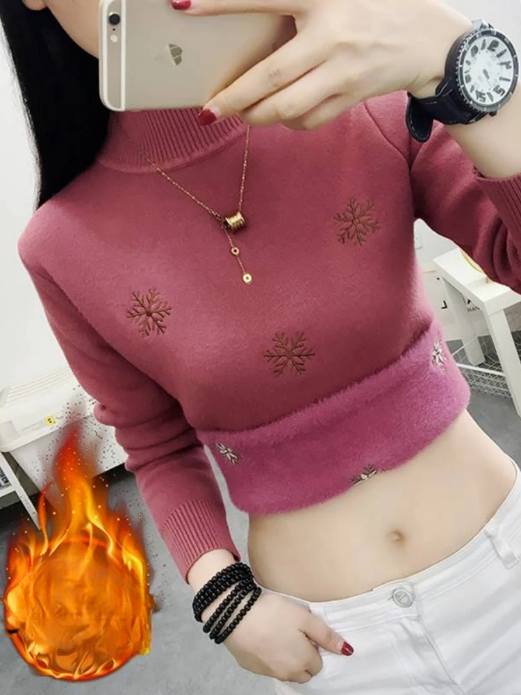 2024 Women Autumn Winter Fashion Plus Velvet Sweater Tops Female Print Knitted Warm Tops Ladies Long Sleeve Slim Jumpers R76
2024 Women Autumn Winter Fashion Plus Velvet Sweater Tops Female Print Knitted Warm Tops Ladies Long Sleeve Slim Jumpers R76