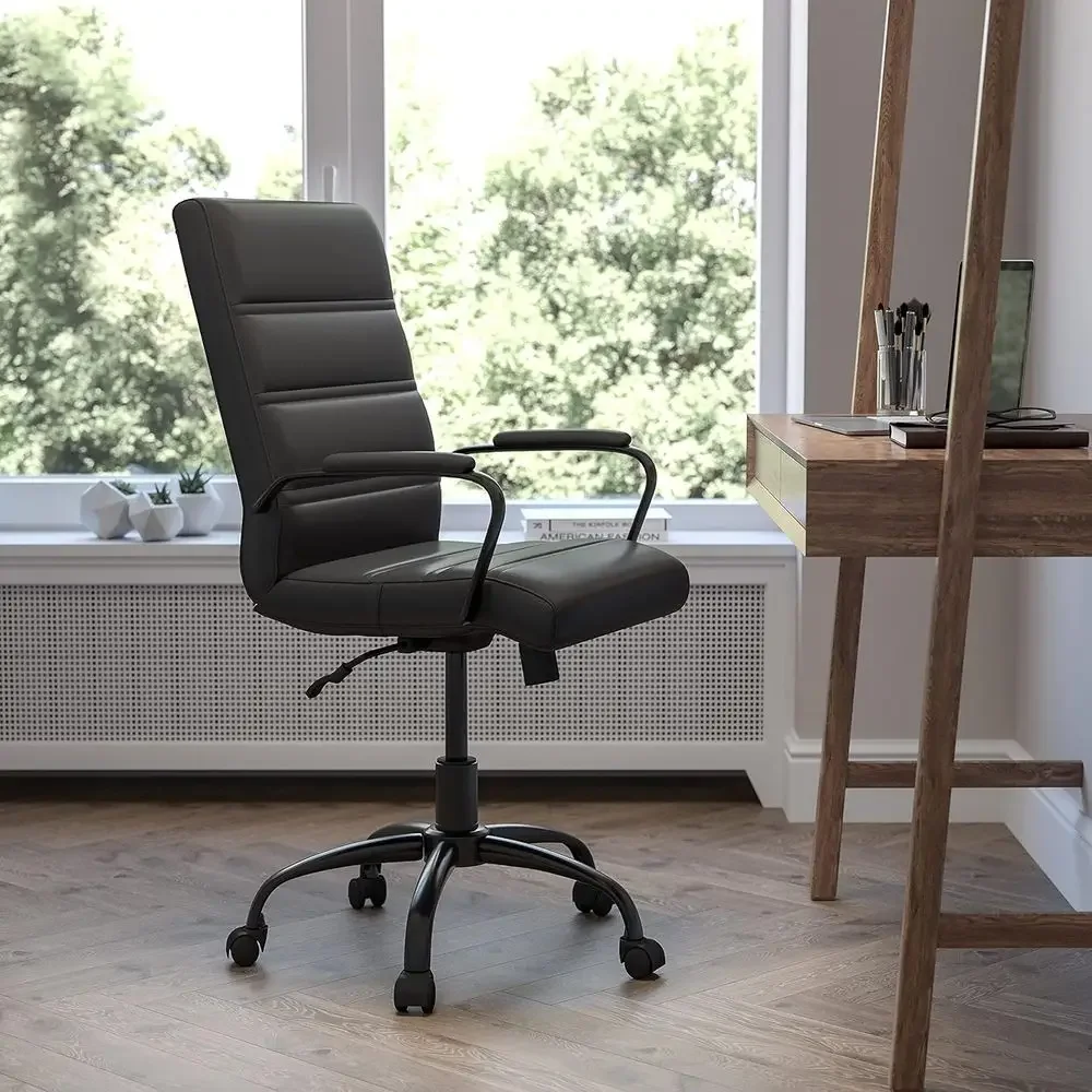 Executive Swivel Office Chair with Black Leather and Padded Arms
Executive Swivel Office Chair with Black Leather and Padded Arms