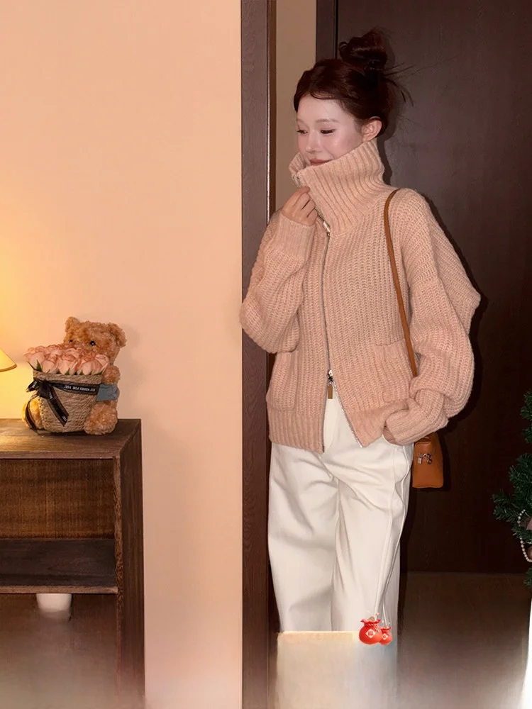Loose High Collar Orange Knitted Wool Sweater Korean Sle Casual Faion Women's Winter Coat Polyester Fiber Rabbit Velvet
Loose High Collar Orange Knitted Wool Sweater Korean Sle Casual Faion Women's Winter Coat Polyester Fiber Rabbit Velvet