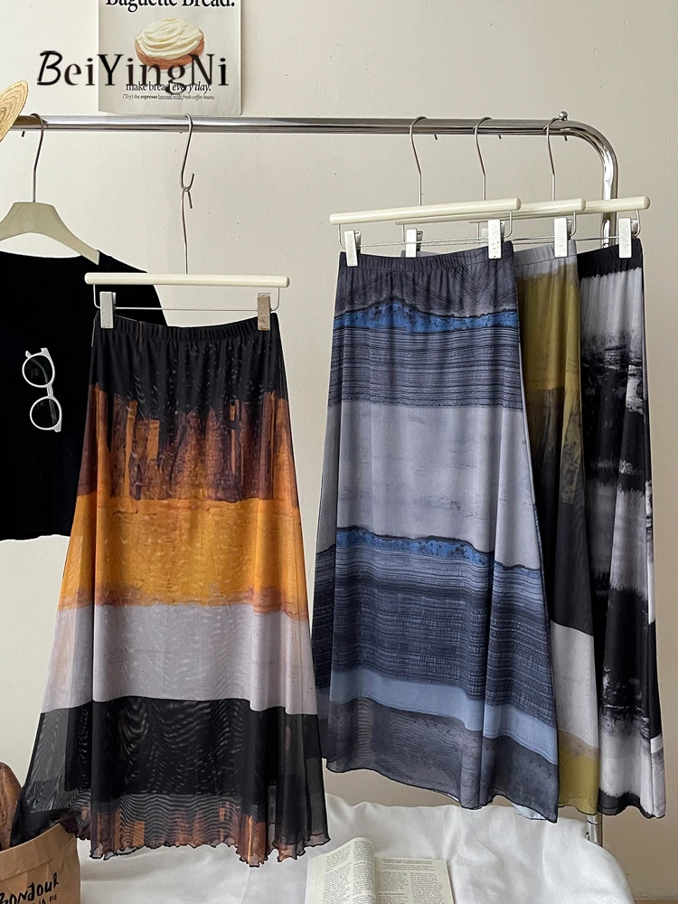 Beiyingni Women's Y2K Vintage Long Skirt Tie Dye Mesh 2025 Summer Casual Vacation Maxi A-line Skirts Woman High Street Faldas
Beiyingni Women's Y2K Vintage Long Skirt Tie Dye Mesh 2025 Summer Casual Vacation Maxi A-line Skirts Woman High Street Faldas