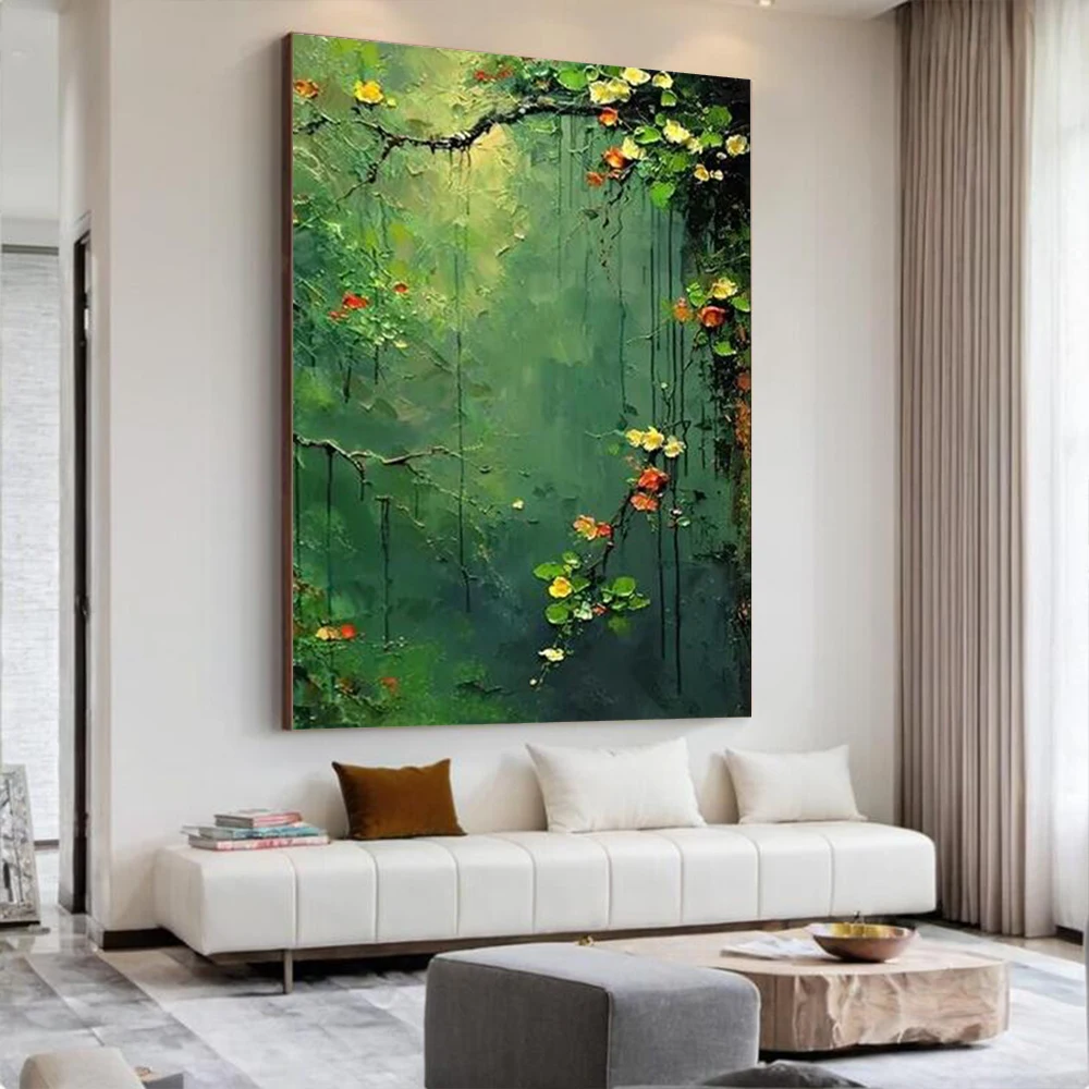 Abstract Lush Jungle Landscape Oil Painting on Canvas, Large Original Color Textured Flower Wall Art, Custom Modern Living Room
Abstract Lush Jungle Landscape Oil Painting on Canvas, Large Original Color Textured Flower Wall Art, Custom Modern Living Room